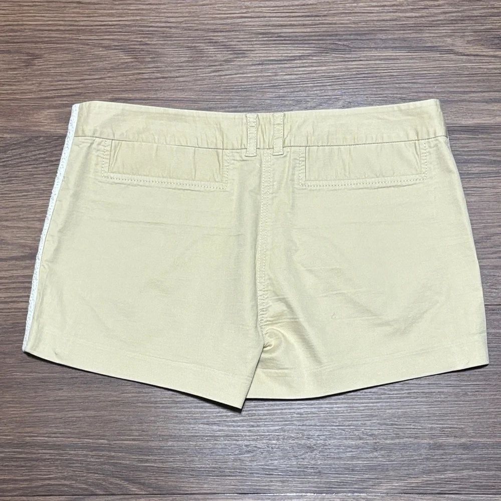 Tory Burch Tan Shorts White Lace Side Panels High Waist Size 8 Summer Chic - Picture 3 of 6